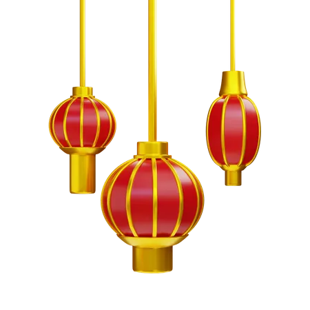 Lanternas Chinesas  3D Illustration