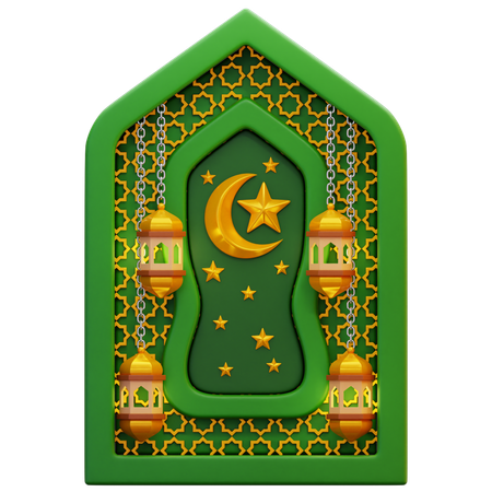 Lanternas islâmicas decorativas e lua crescente  3D Icon