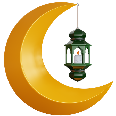 Lanterne avec croissant de lune  3D Icon