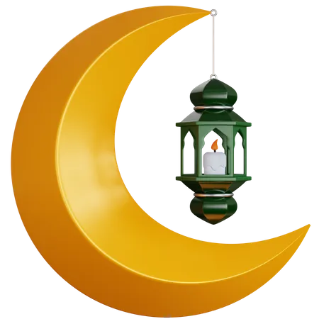 Lanterne avec croissant de lune  3D Icon