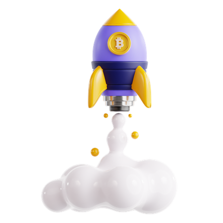 Lanzamiento del cohete Bitcoin  3D Icon