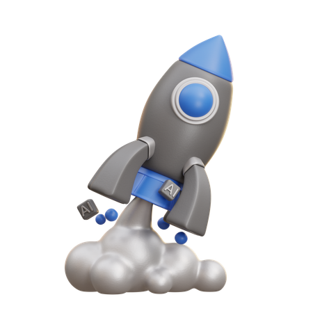 Lanzamiento de cohete con inteligencia artificial  3D Icon