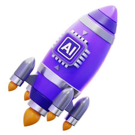 Lanzamiento de un cohete de inteligencia artificial  3D Icon