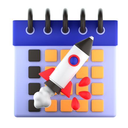 Lanzamiento del cohete en la fecha  3D Icon