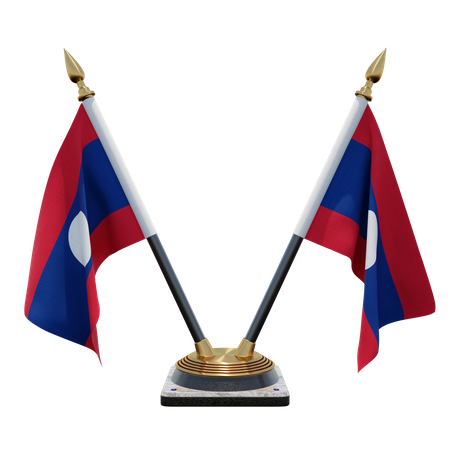 Soporte para bandera de escritorio Laos doble (V)  3D Icon