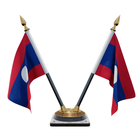 Porte-drapeau double bureau du Laos  3D Flag