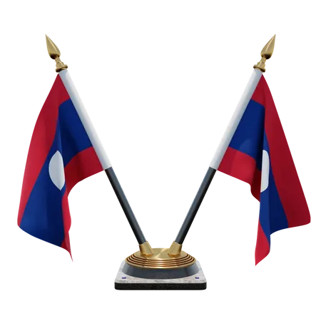 Laos Double (V) Desk Flag Stand  3D Icon