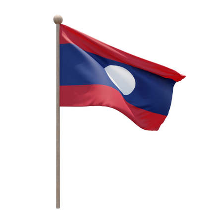 Laos Flag Pole  3D Flag