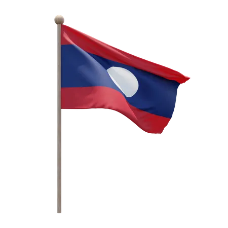 Laos Flag Pole  3D Illustration