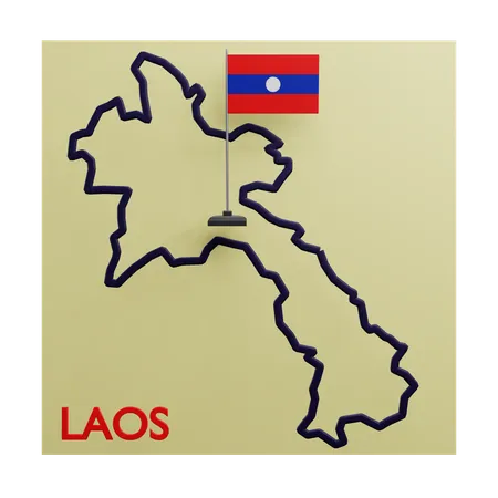 Laos map  3D Icon
