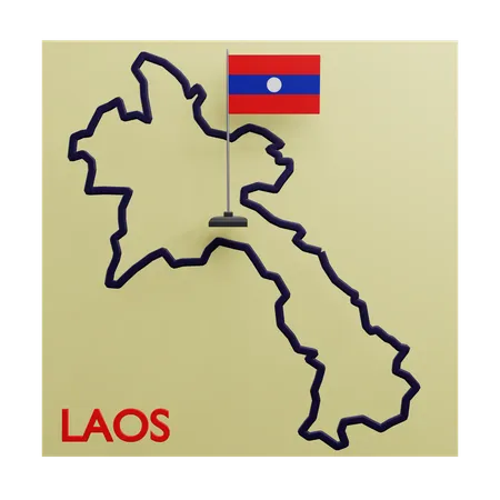 Mapa do laos  3D Icon