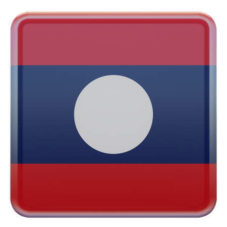 Laos Square Flag  3D Icon