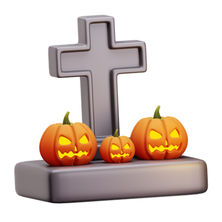 Lápida con Jack O Lantern  3D Icon