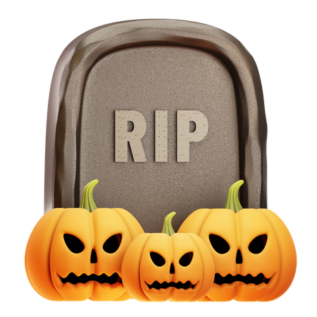 Lápida con Jack O Lantern  3D Icon