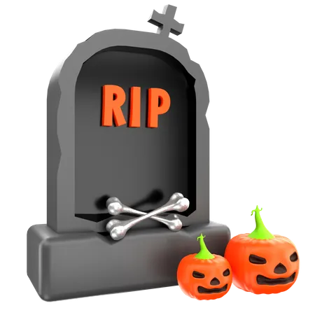 Icono 3 D Ilustracion De Lapida De Halloween 3D Icon