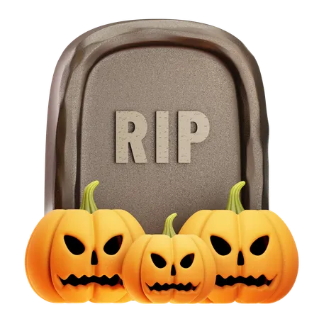 Lápide com Jack O Lantern  3D Icon