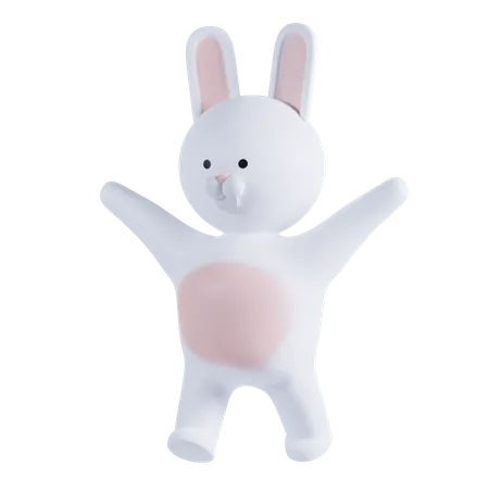 Lapin agitant les mains  3D Illustration