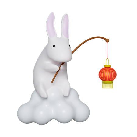 Lapin avec lanterne  3D Icon