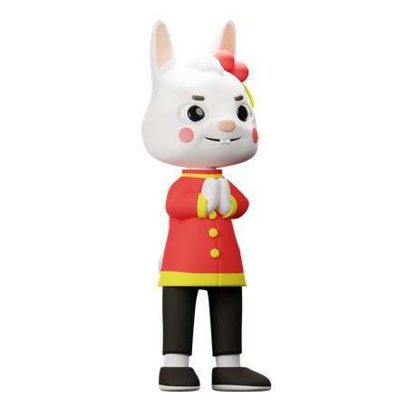 Lapin chinois accueillant  3D Illustration