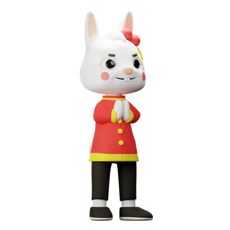 Lapin chinois accueillant  3D Illustration