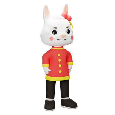 Lapin chinois donnant une pose debout  3D Illustration