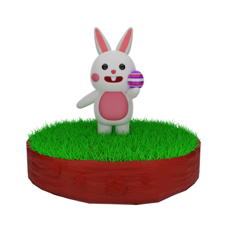 Lapin de Pâques avec oeuf de Pâques  3D Illustration