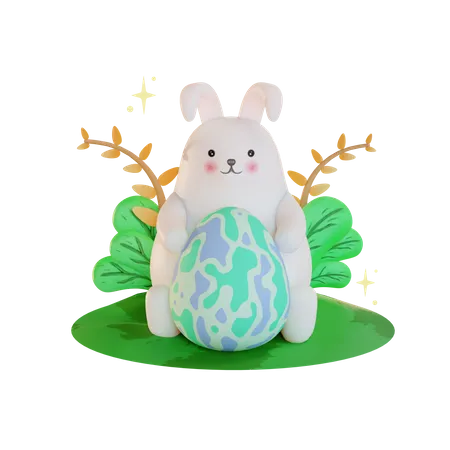 Lapin de Pâques aux œufs  3D Illustration
