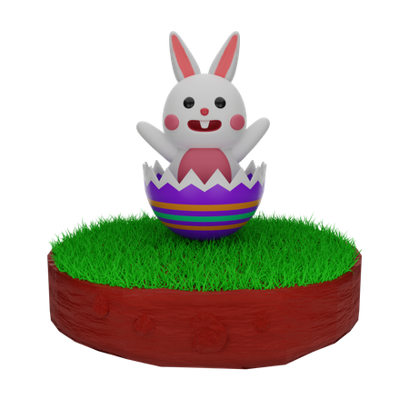 Lapin de Pâques en œuf  3D Illustration