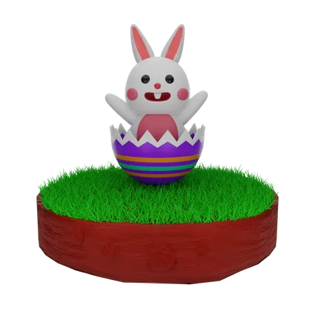 Lapin de Pâques en œuf  3D Illustration