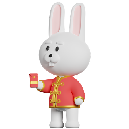 Lapin donnant une enveloppe rouge  3D Illustration