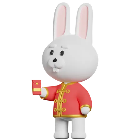 Lapin donnant une enveloppe rouge  3D Illustration