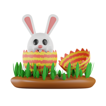 Lapin sorti de l'oeuf de Pâques  3D Icon