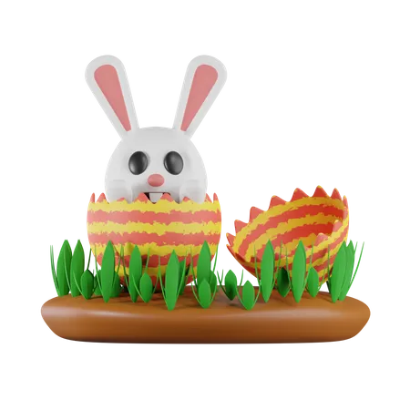 Lapin sorti de l'oeuf de Pâques  3D Icon