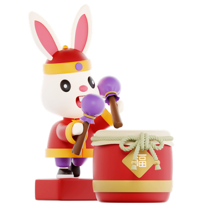 Lapin jouant du tambour  3D Icon