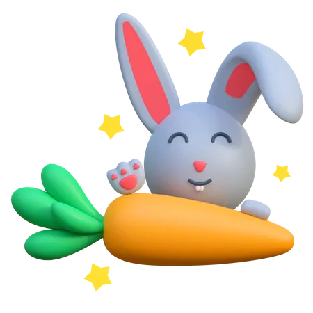 Lapin mangeant une carotte  3D Icon