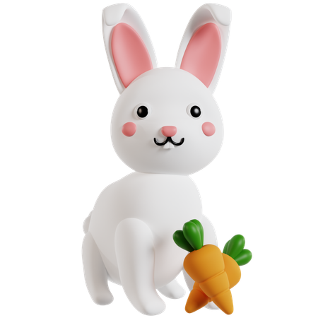 Lapin mignon avec carotte  3D Icon