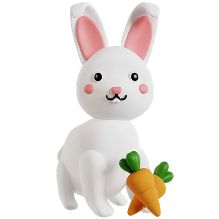 Lapin mignon avec carotte  3D Icon