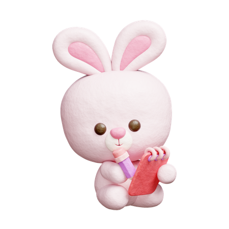 Lapin mignon écrivant un journal  3D Icon