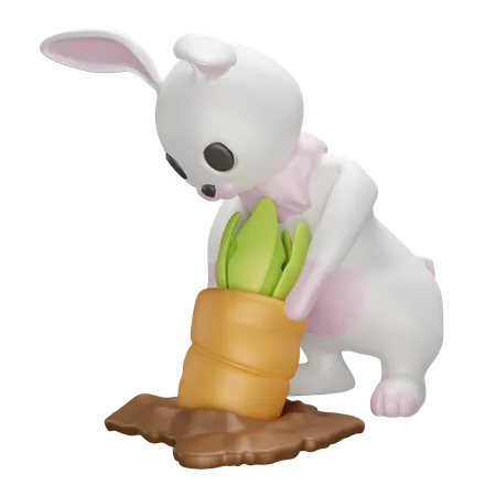 Lapin tirer la carotte  3D Icon