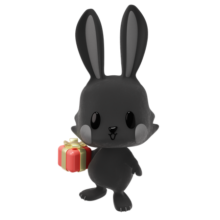 Lapin tenant un cadeau  3D Icon