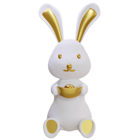 Lapin tenant un lingot  3D Icon