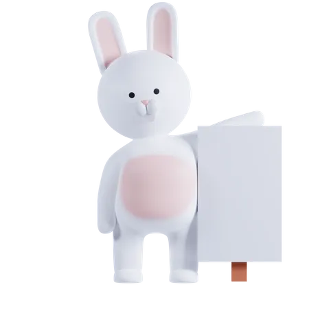 Lapin tenant une pancarte  3D Illustration