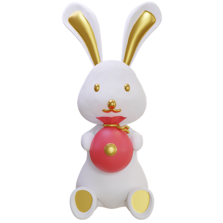 Lapin tenant un sac d'argent  3D Icon