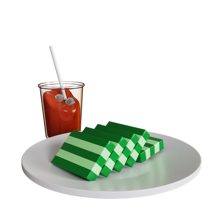 Lapis Cake And Ice Tea  3D Icon