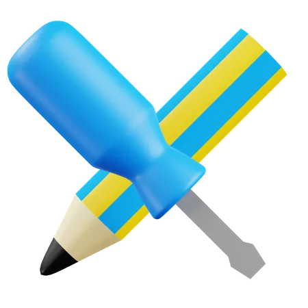 Lápis e chave de fenda  3D Icon