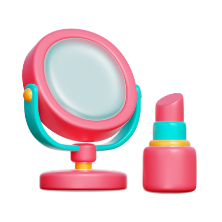 Lápiz labial y espejo  3D Icon