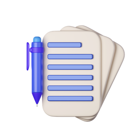 Pluma y papel  3D Icon