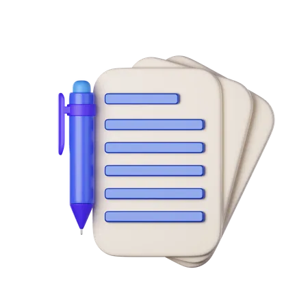 Pluma y papel  3D Icon