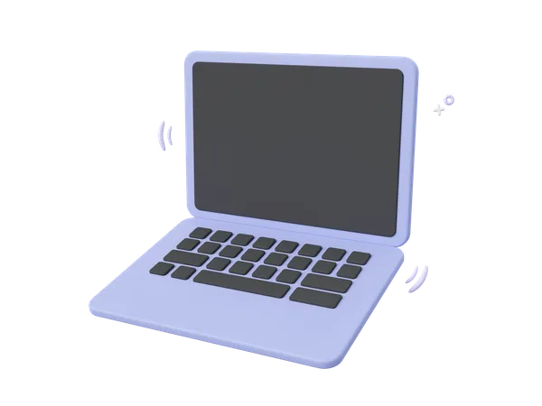 3 D Cartoon Design Illustration Of Minimal Laptop With Empty Screen Mockup 3D Icon