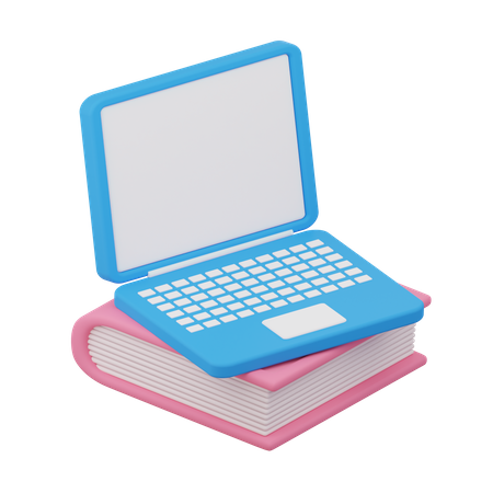 Laptop And Book  3D Icon